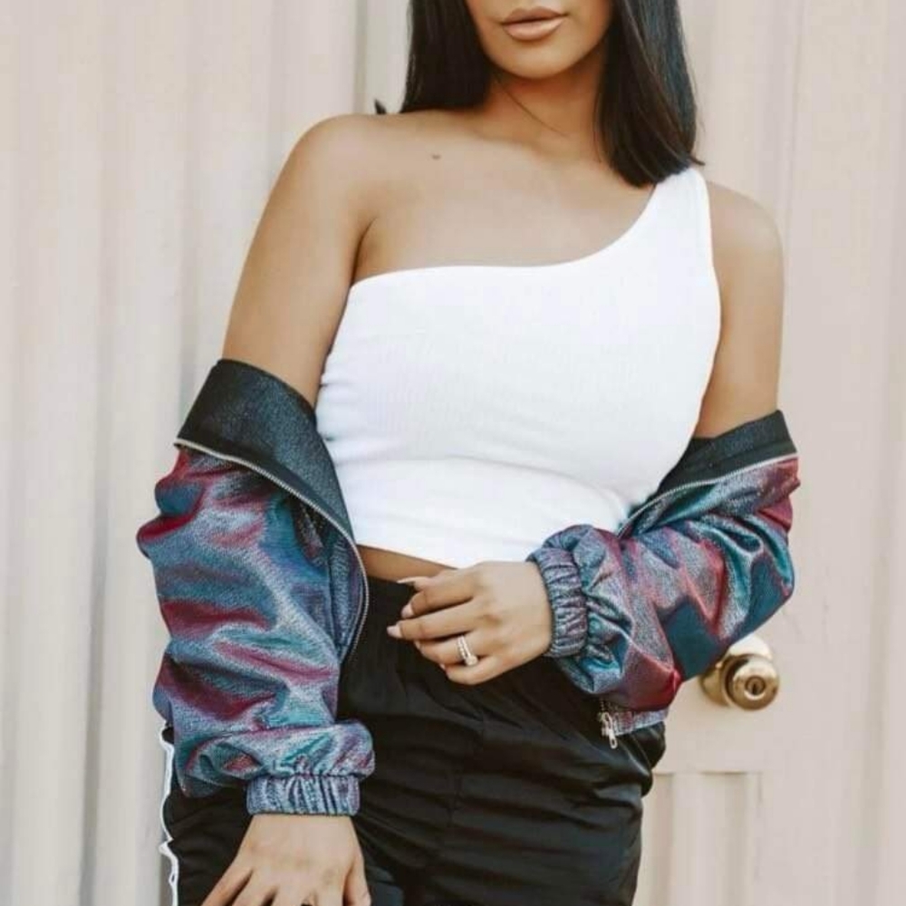 White One Shoulder Crop Top